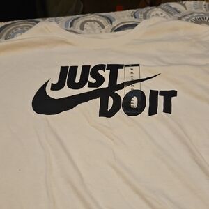 Nike White Tee with Black 'Just Do It' Logo
